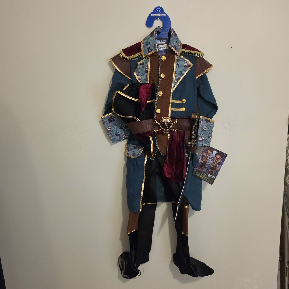Adventure Factory Pirate Halloween Costume Child 7-8 Teal Blue